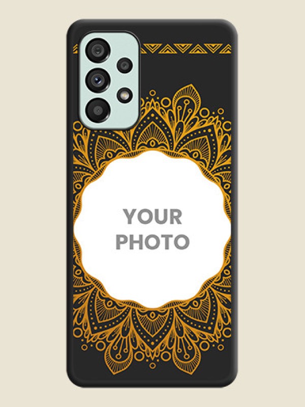 Custom Round Image with Floral Design on Photo on Space Black Soft Matte Mobile Cover - Galaxy A73 5G - alternate view
