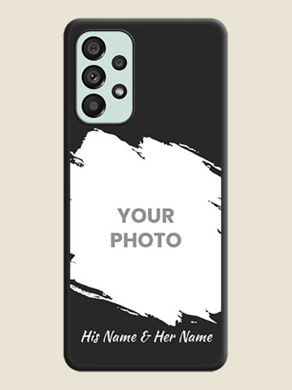 Custom Grunge Brush Strokes on Photo on Space Black Soft Matte Back Cover - Galaxy A73 5G - alternate view