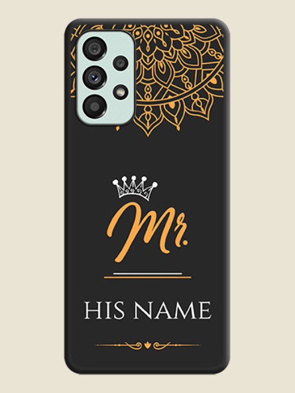 Custom Mr Name with Floral Design  on Personalised Space Black Soft Matte Cases - Galaxy A73 5G - alternate view