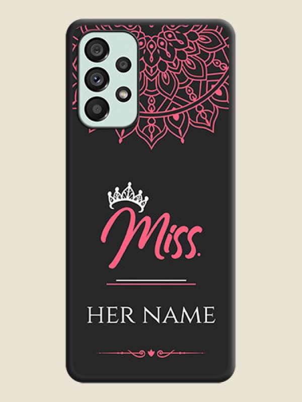 Custom Mrs Name with Floral Design on Space Black Personalized Soft Matte Phone Covers - Galaxy A73 5G - alternate view