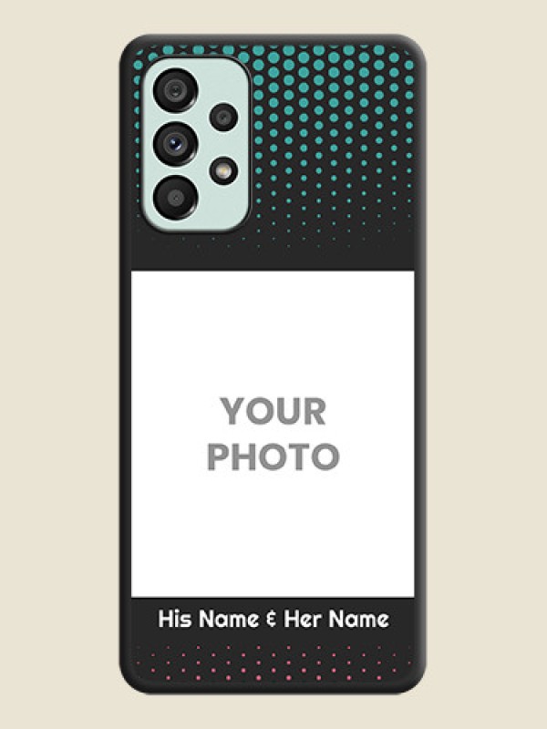 Custom Faded Dots with Grunge Photo Frame and Text on Space Black Custom Soft Matte Phone Cases - Galaxy A73 5G - alternate view