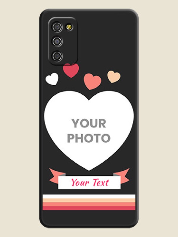 Custom Love Shaped Photo with Colorful Stripes on Personalised Space Black Soft Matte Cases - Galaxy F02s - alternate view
