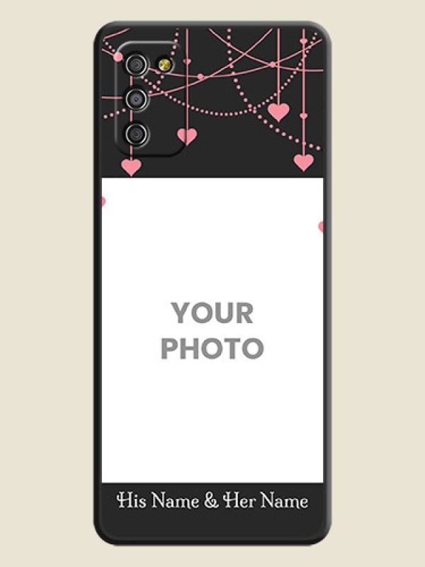 Custom Pink Love Hangings with Text on Space Black Custom Soft Matte Back Cover - Galaxy F02s - alternate view