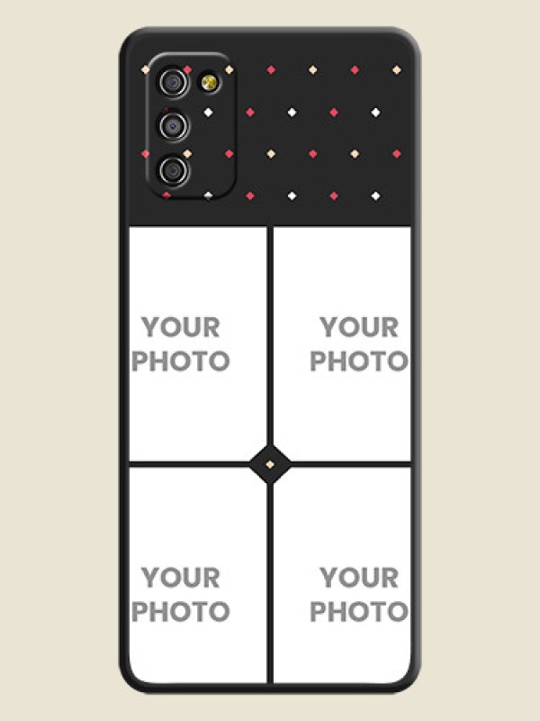 Custom Multicolor Dotted Pattern with 4 Image Holder on Space Black Custom Soft Matte Phone Cases - Galaxy F02s - alternate view