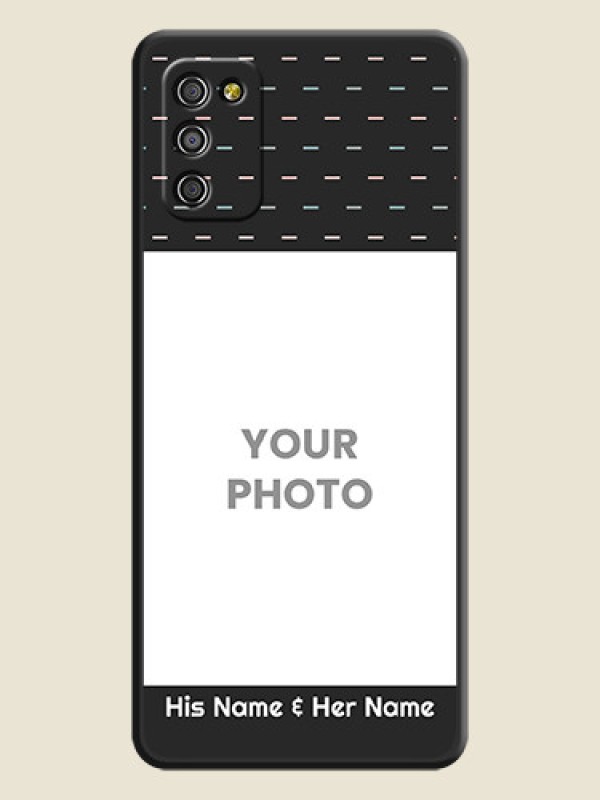 Custom Line Pattern Design with Text on Space Black Custom Soft Matte Phone Back Cover - Galaxy F02s - alternate view