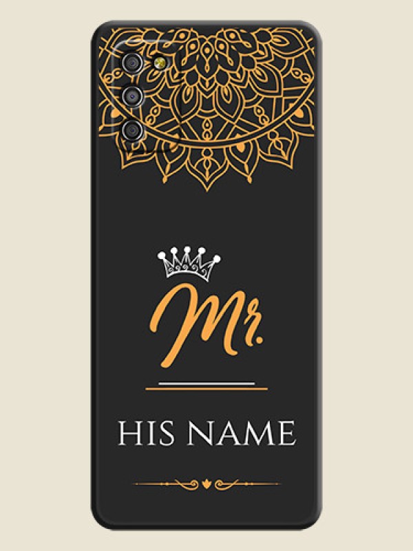 Custom Mr Name with Floral Design  on Personalised Space Black Soft Matte Cases - Galaxy F02s - alternate view