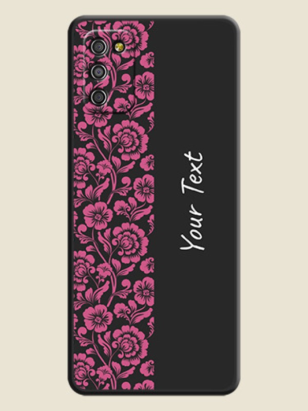Custom Pink Floral Pattern Design With Custom Text On Space Black Personalized Soft Matte Phone Covers -Samsung Galaxy F02S - alternate view