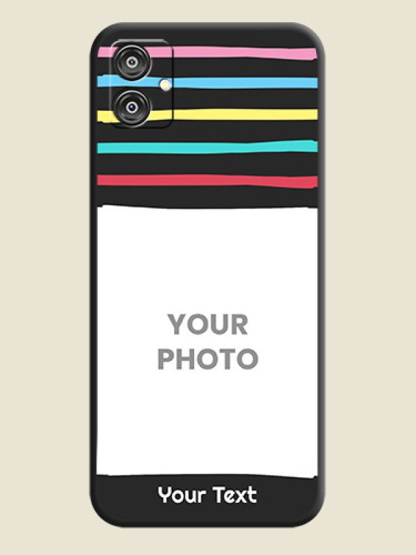 Custom Multicolor Lines with Image on Space Black Personalized Soft Matte Phone Covers - Galaxy F04 - alternate view
