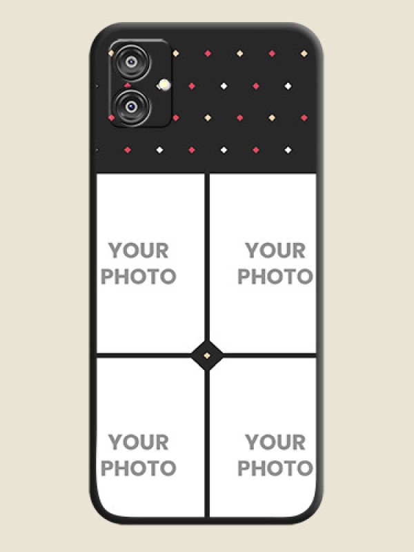 Custom Multicolor Dotted Pattern with 4 Image Holder on Space Black Custom Soft Matte Phone Cases - Galaxy F04 - alternate view
