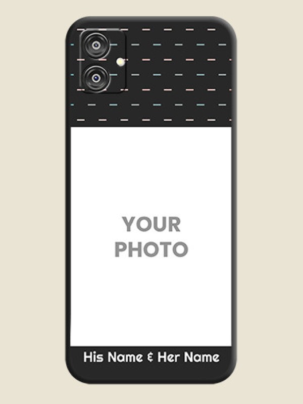 Custom Line Pattern Design with Text on Space Black Custom Soft Matte Phone Back Cover - Galaxy F04 - alternate view