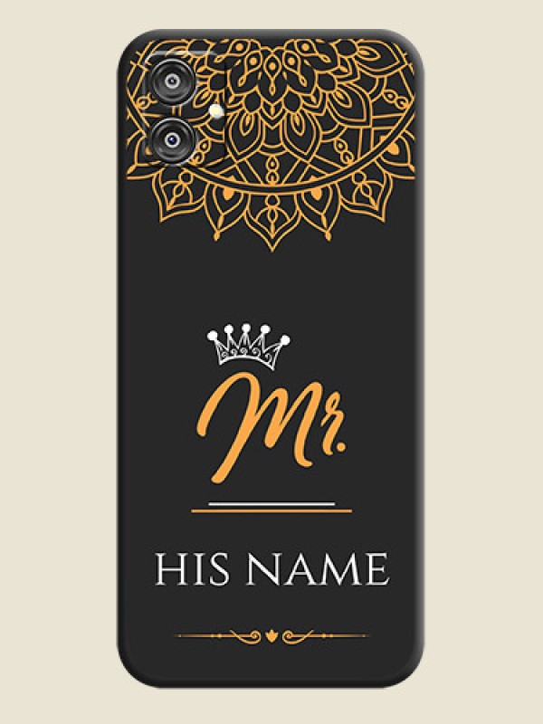 Custom Mr Name with Floral Design on Personalised Space Black Soft Matte Cases - Galaxy F04 - alternate view