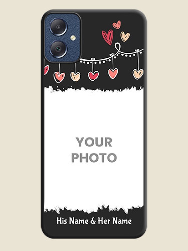 Custom Pink Love Hangings with Name On Space Black Custom Soft Matte Mobile Back Cover - Galaxy F05 - alternate view