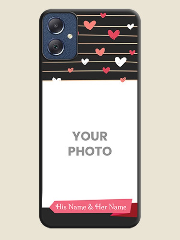 Custom Love Pattern with Name on Pink Ribbon on Photo On Space Black Custom Soft Matte Mobile Back Cover - Galaxy F05 - alternate view