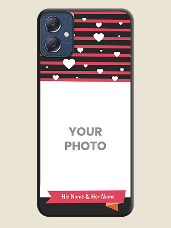 Custom White Color Love Symbols with Pink Lines Pattern On Space Black Custom Soft Matte Mobile Back Cover - Galaxy F05 - alternate view