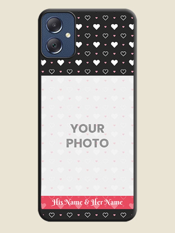 Custom White Color Love Symbols with Text Design on Photo On Space Black Custom Soft Matte Mobile Back Cover - Galaxy F05 - alternate view