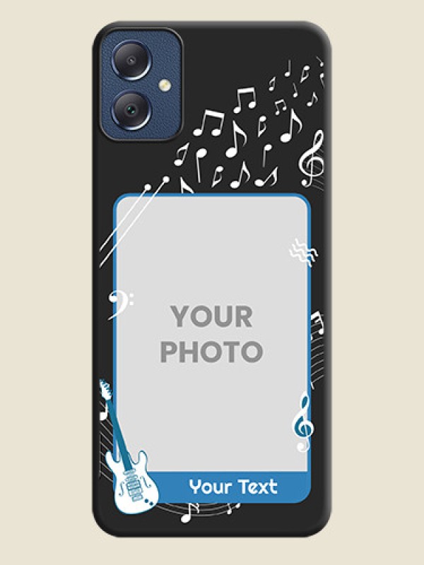Custom Musical Theme Design with Text on Photo On Space Black Custom Soft Matte Mobile Back Cover - Galaxy F05 - alternate view