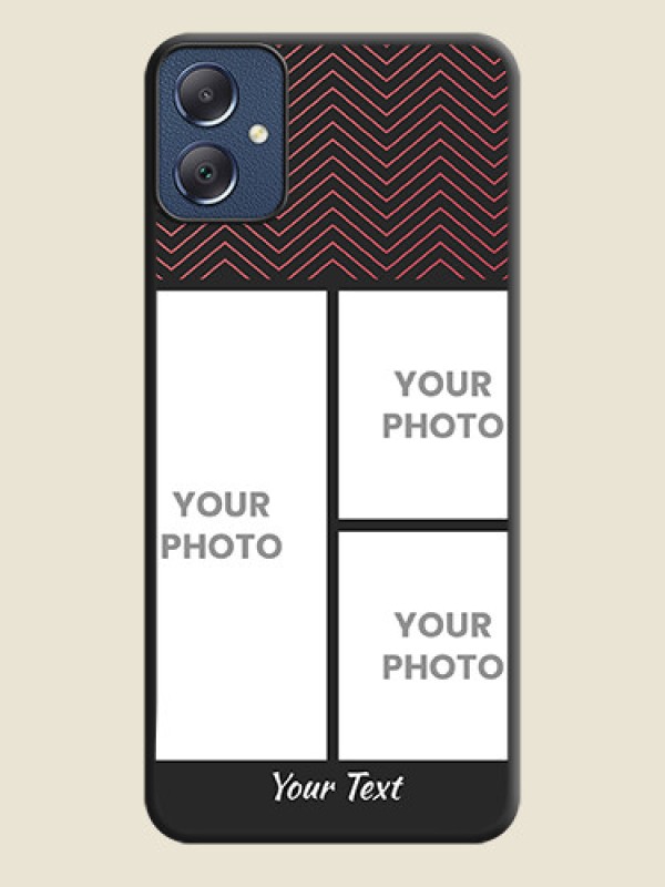 Custom Wave Pattern with 3 Image Holder On Space Black Custom Soft Matte Mobile Back Cover - Galaxy F05 - alternate view