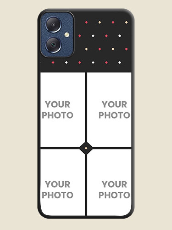 Custom Multicolor Dotted Pattern with 4 Image Holder On Space Black Custom Soft Matte Mobile Back Cover - Galaxy F05 - alternate view