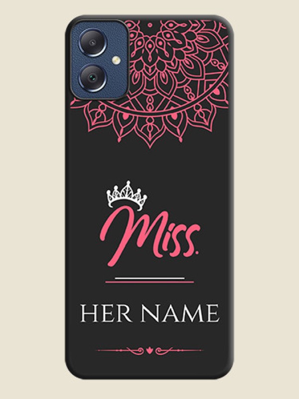 Custom Mrs Name with Floral Design On Space Black Custom Soft Matte Mobile Back Cover - Galaxy F05 - alternate view