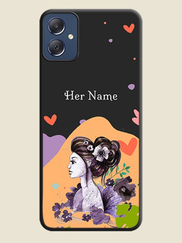 Custom Namecase For Her With Fancy Lady Image On Space Black Custom Soft Matte Mobile Back Cover - Galaxy F05 - alternate view