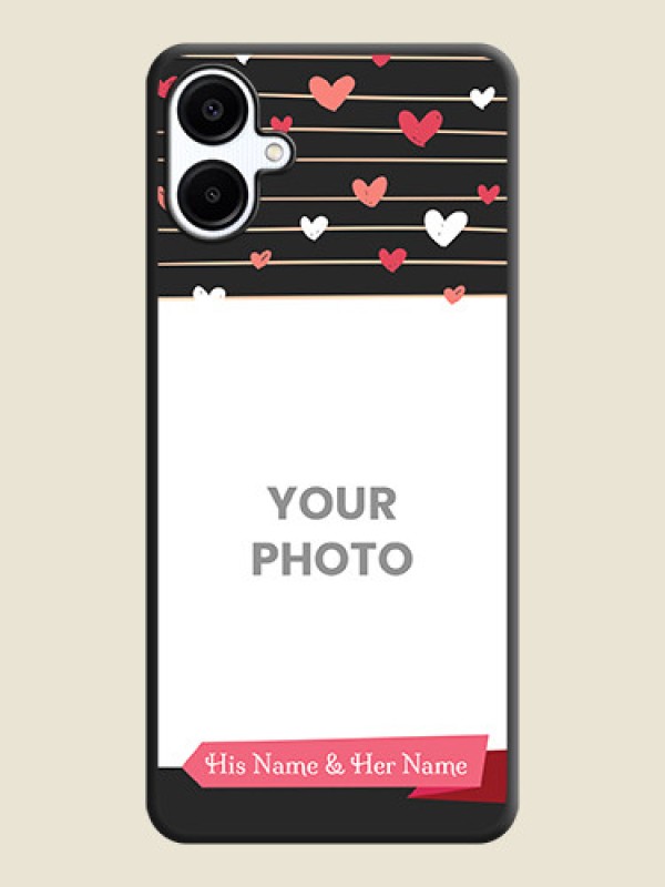 Custom Love Pattern with Name on Pink Ribbon on Photo On Space Black Custom Soft Matte Mobile Back Cover - Galaxy F06 - alternate view