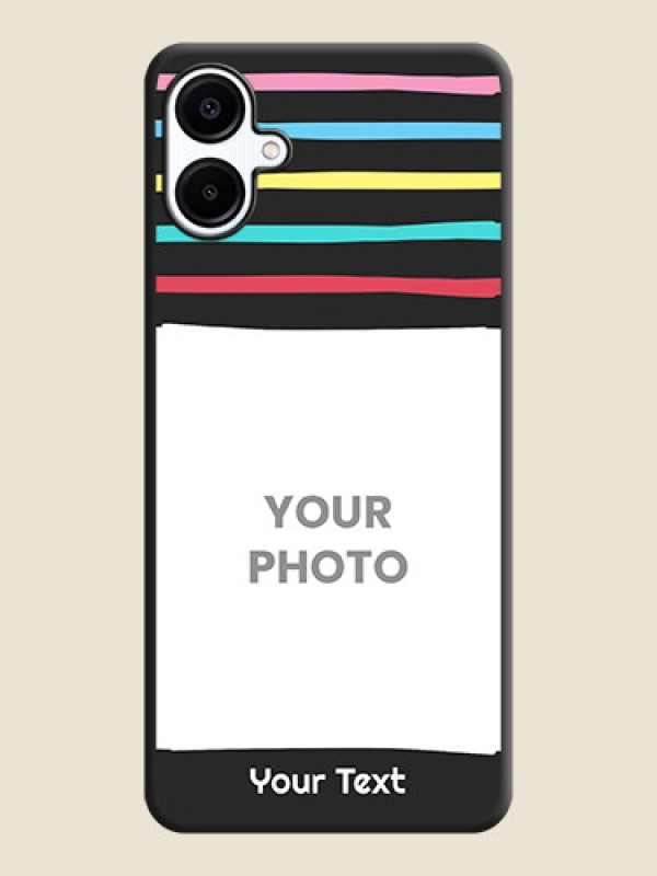 Custom Multicolor Lines with Image On Space Black Custom Soft Matte Mobile Back Cover - Galaxy F06 - alternate view