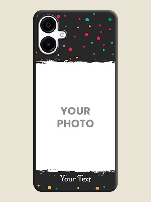 Custom Multicolor Dotted Pattern with Text On Space Black Custom Soft Matte Mobile Back Cover - Galaxy F06 - alternate view