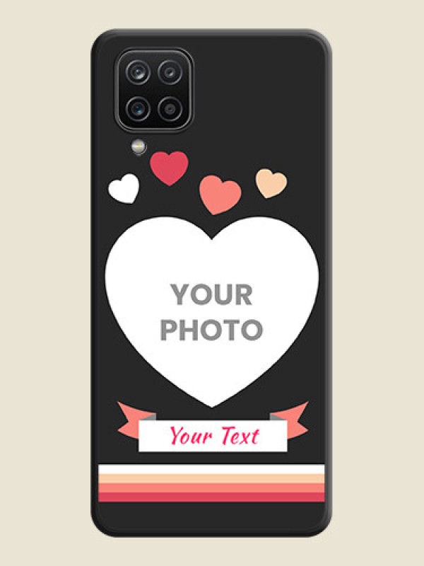 Custom Love Shaped Photo with Colorful Stripes on Personalised Space Black Soft Matte Cases - Galaxy F12 - alternate view