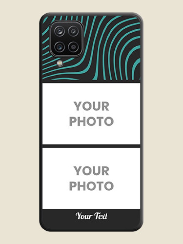 Custom Wave Pattern with 2 Image Holder on Space Black Personalized Soft Matte Phone Covers - Galaxy F12 - alternate view