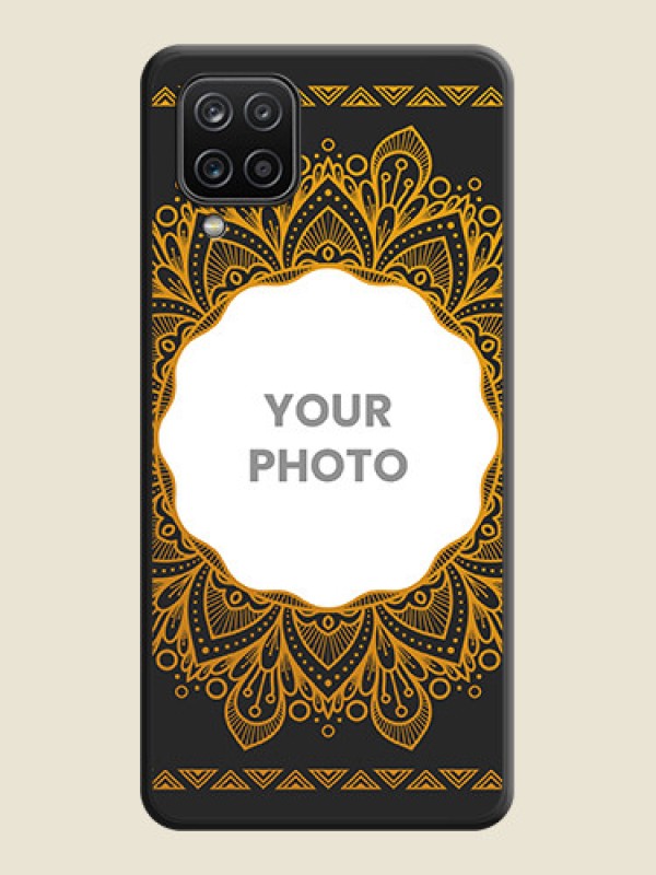 Custom Round Image with Floral Design on Photo on Space Black Soft Matte Mobile Cover - Galaxy F12 - alternate view