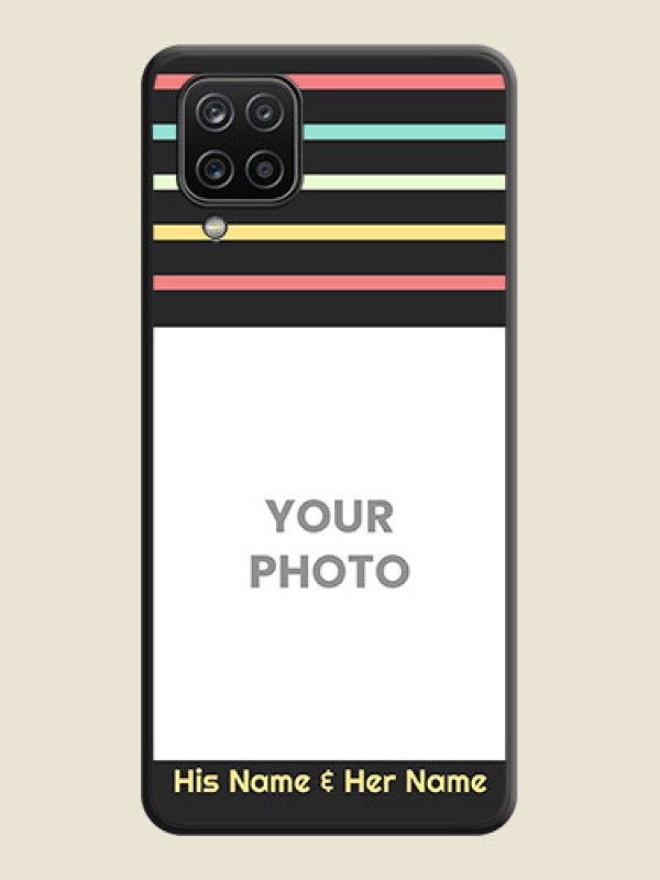 Custom Color Stripes with Photo and Text on Photo on Space Black Soft Matte Mobile Case - Galaxy F12 - alternate view