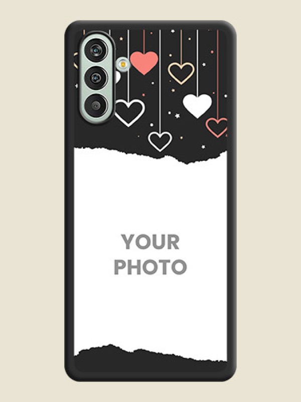 Custom Love Hangings with Splash Wave Picture on Space Black Custom Soft Matte Phone Back Cover - Xamsung Galaxy F13  - alternate view