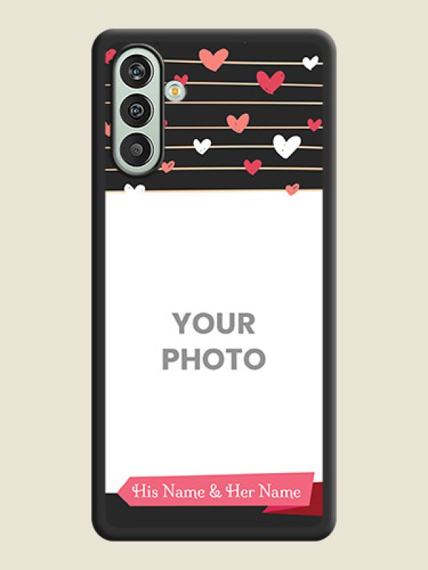 Custom Love Pattern with Name on Pink Ribbon  on Photo on Space Black Soft Matte Back Cover - Xamsung Galaxy F13  - alternate view