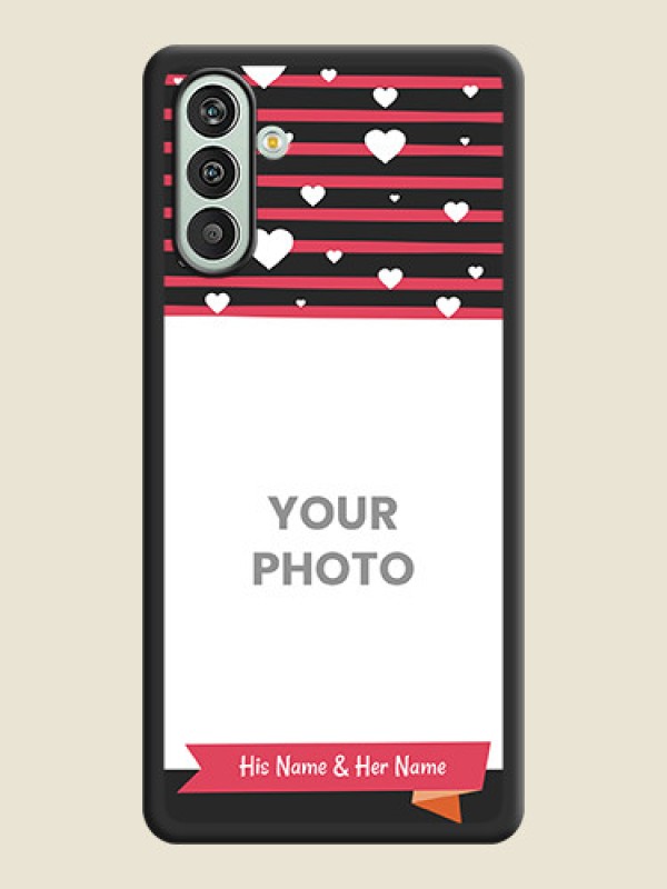 Custom White Color Love Symbols with Pink Lines Pattern on Space Black Custom Soft Matte Phone Cases - Xamsung Galaxy F13  - alternate view