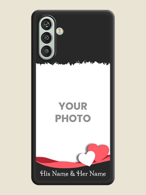 Custom Pin Color Love Shaped Ribbon Design with Text on Space Black Custom Soft Matte Phone Back Cover - Xamsung Galaxy F13  - alternate view