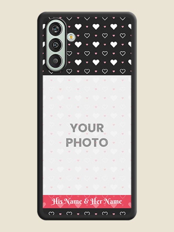 Custom White Color Love Symbols with Text Design on Photo on Space Black Soft Matte Phone Cover - Xamsung Galaxy F13  - alternate view