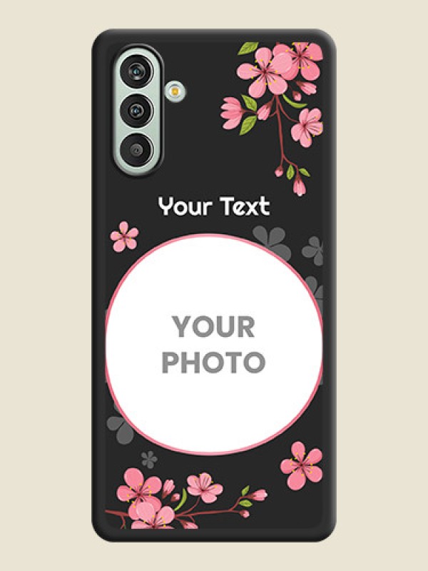 Custom Round Image with Pink Color Floral Design on Photo on Space Black Soft Matte Back Cover - Xamsung Galaxy F13  - alternate view