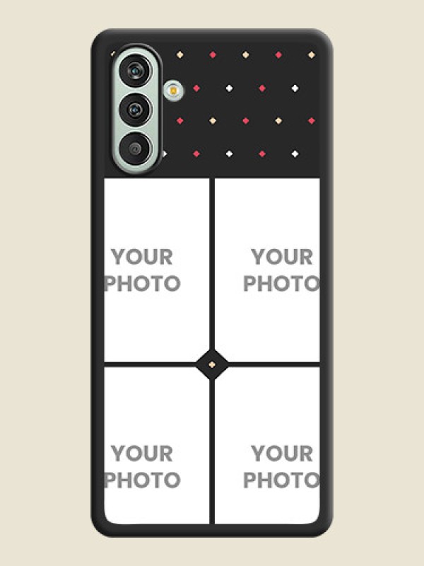 Custom Multicolor Dotted Pattern with 4 Image Holder on Space Black Custom Soft Matte Phone Cases - Xamsung Galaxy F13  - alternate view