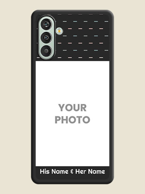 Custom Line Pattern Design with Text on Space Black Custom Soft Matte Phone Back Cover - Xamsung Galaxy F13  - alternate view