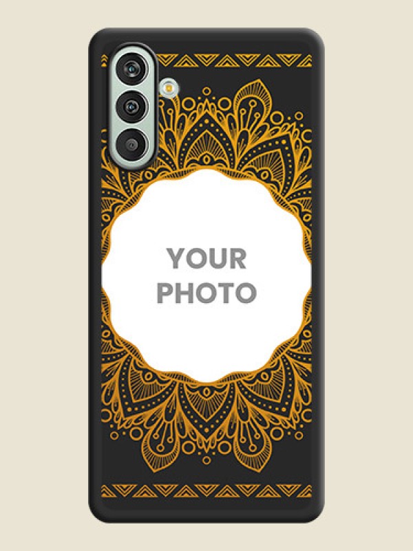 Custom Round Image with Floral Design on Photo on Space Black Soft Matte Mobile Cover - Xamsung Galaxy F13  - alternate view