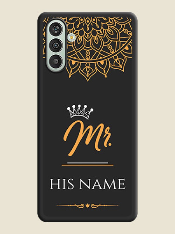 Custom Mr Name with Floral Design  on Personalised Space Black Soft Matte Cases - Xamsung Galaxy F13  - alternate view