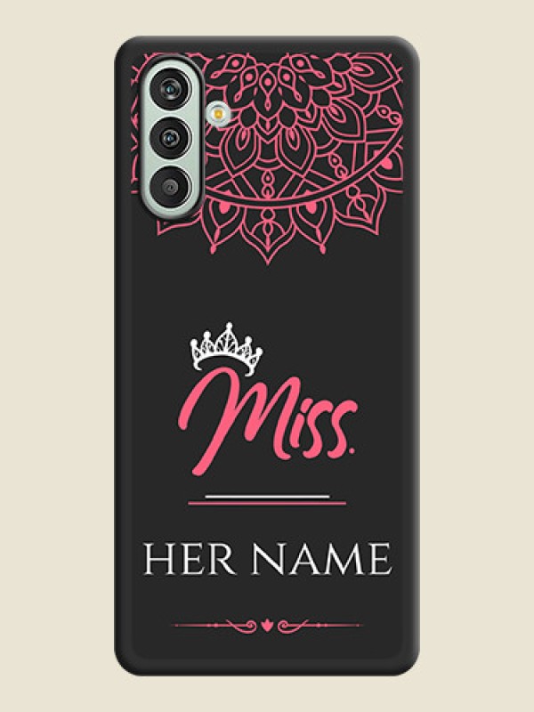 Custom Mrs Name with Floral Design on Space Black Personalized Soft Matte Phone Covers - Xamsung Galaxy F13  - alternate view