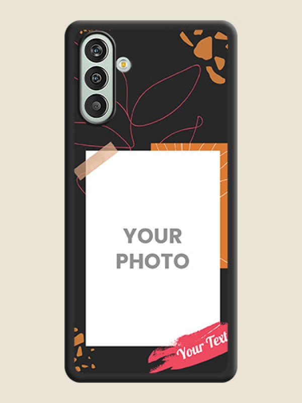 Custom Orange Photo Frame on Space Black Custom Soft Matte Phone Back Cover - Xamsung Galaxy F13  - alternate view