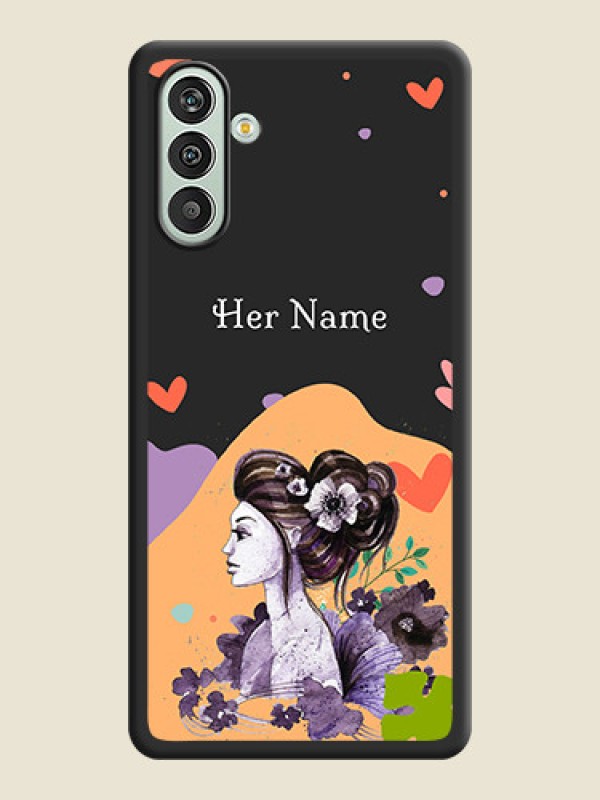 Custom Namecase For Her With Fancy Lady Image On Space Black Personalized Soft Matte Phone Covers -Samsung Galaxy F13 - alternate view