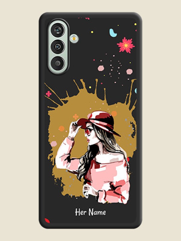 Custom Mordern Lady With Color Splash Background With Custom Text On Space Black Personalized Soft Matte Phone Covers -Samsung Galaxy F13 - alternate view