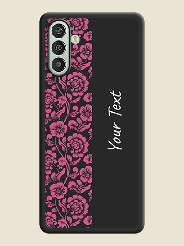 Custom Pink Floral Pattern Design With Custom Text On Space Black Personalized Soft Matte Phone Covers -Samsung Galaxy F13 - alternate view