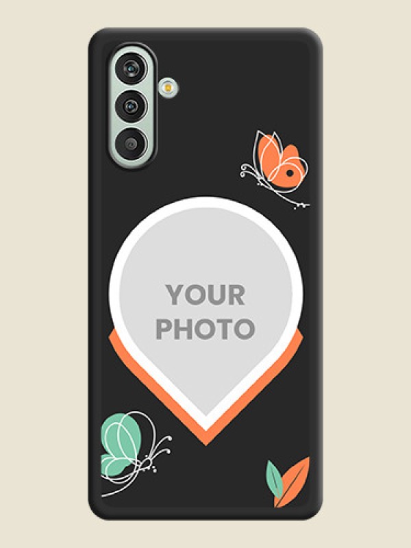 Custom Upload Pic With Simple Butterly Design On Space Black Personalized Soft Matte Phone Covers -Samsung Galaxy F13 - alternate view