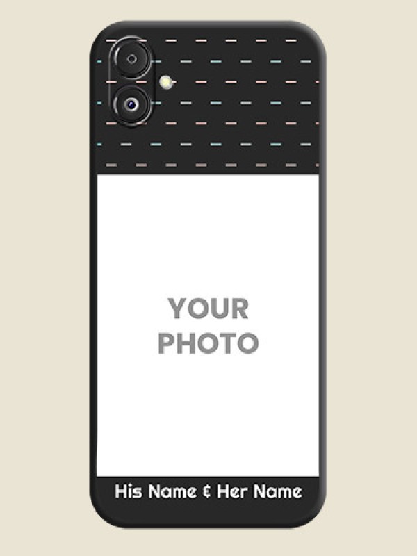 Custom Line Pattern Design with Text on Space Black Custom Soft Matte Phone Back Cover - Galaxy F14 5G - alternate view