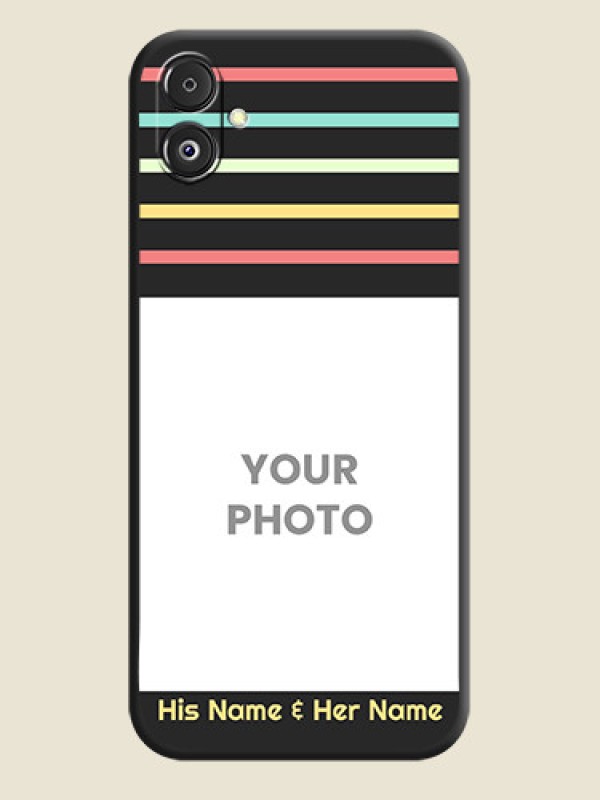 Custom Color Stripes with Photo and Text - Photo on Space Black Soft Matte Mobile Case - Galaxy F14 5G - alternate view