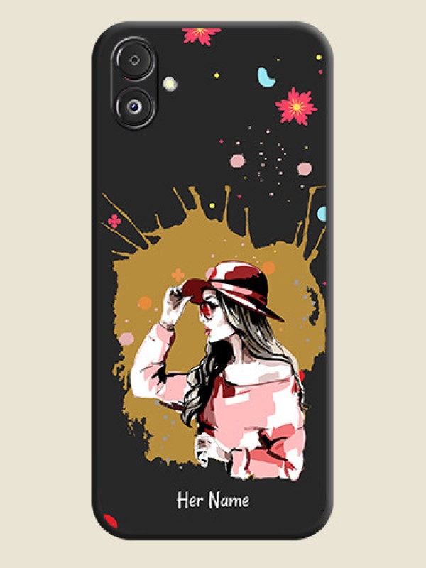 Custom Mordern Lady With Color Splash Background With Custom Text On Space Black Personalized Soft Matte Phone Covers - Galaxy F14 5G - alternate view